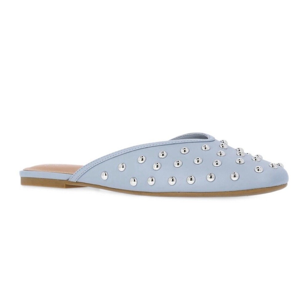 TIME AND TRU Women's Silver Studded Light Blue Mules/Slides - Size 11 - NWT